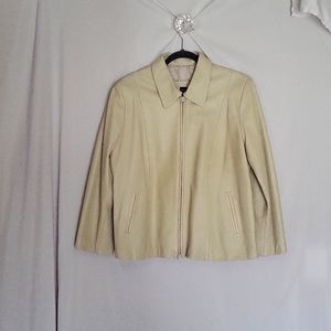 VERA PELLE Made in 🇮🇹 VINTAGE CASUAL, LEATHER, JACKET. Size XXL, cream color.